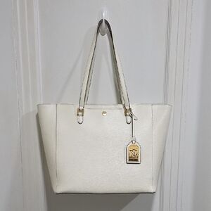 Ralph Lauren White Leather Tote Bag